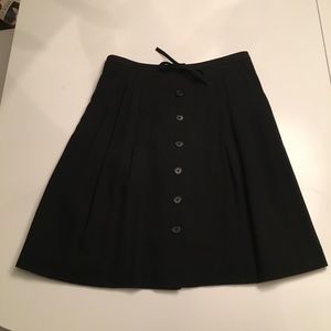 Brooks Brothers Black Wool Pleated Skirt